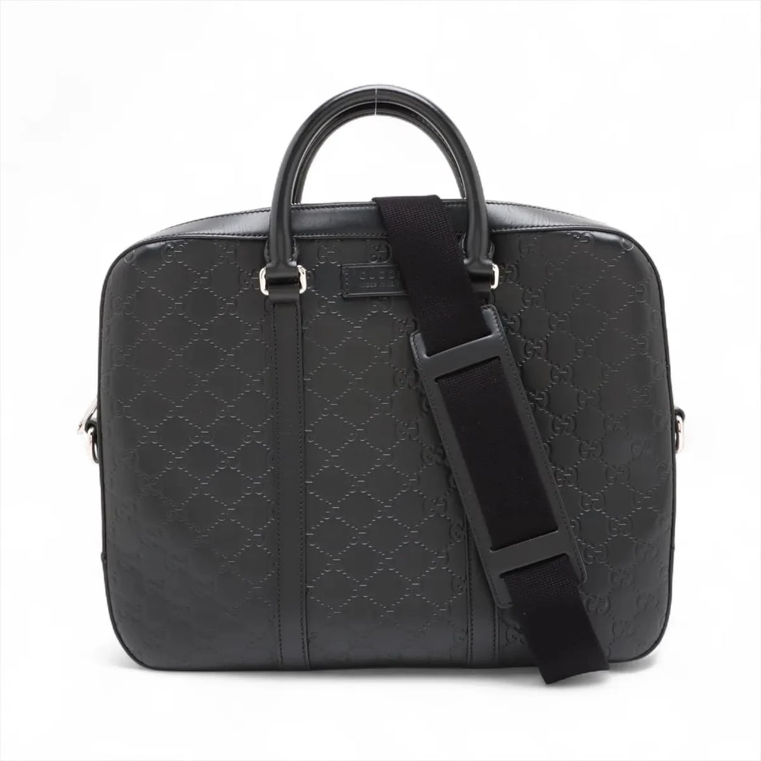 GUCCI GUCCISSIMA LEATHER 2WAY BUSINESSBAG: Gucci Guccissima Leather 2WAY Businessbag Brand: Gucci Type: Briefcase Material: Leather Color: Black Size: Height:11.0inch Length:14.4inch Depth:2.2inch Handle height:3.3inch Shoulder height:22.6