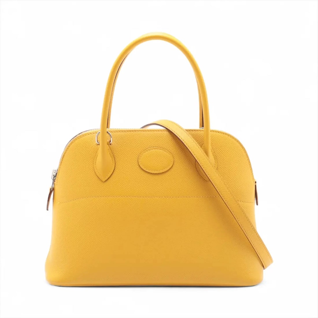 HERMES BOLIDE 27 VEAU EPSOM JAUNE AMBRE SILVER: Hermes Bolide 27 Veau Epsom Jaune ambre Silver Brand: Hermes Type: Hand bag Material: Veau Epsom Color: Jaune ambre Size: Height:7.3inch Length:10.2inch Depth:3.7inch Handle height:4.1inch Shoulde