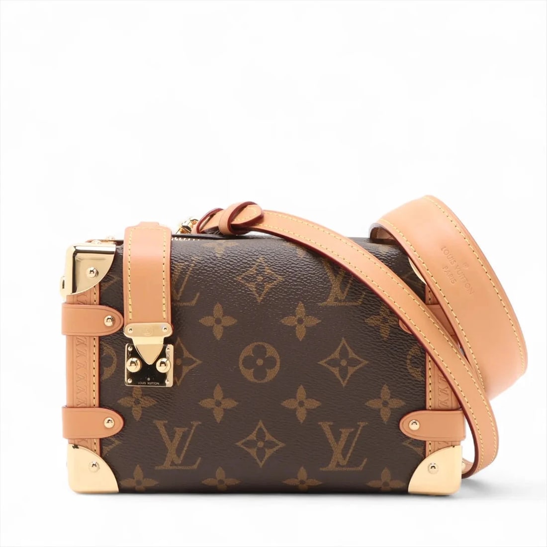 LOUIS VUITTON MONOGRAM SIDE TRUNK PM BROWN: Louis Vuitton Monogram Side trunk PM Brown Brand: Louis Vuitton Type: Shoulder bag Material: None Color: Brown Size: Height:4.7inch Length:7.3inch Depth:2.8inch Handle height:5.1inch Shoulder heig