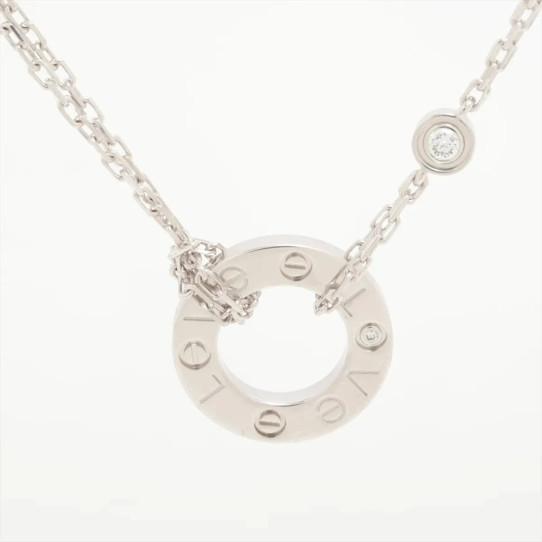 CARTIER LOVE CIRCLE 2P DIAMOND NECKLACE 750(WG): Cartier Love Circle 2P diamond Necklace 750(WG) Brand: Cartier Type: Necklace Material: 750(WG) Color: none Size: Chain length:41 Accessories: None Accessories Notice: When purchasing