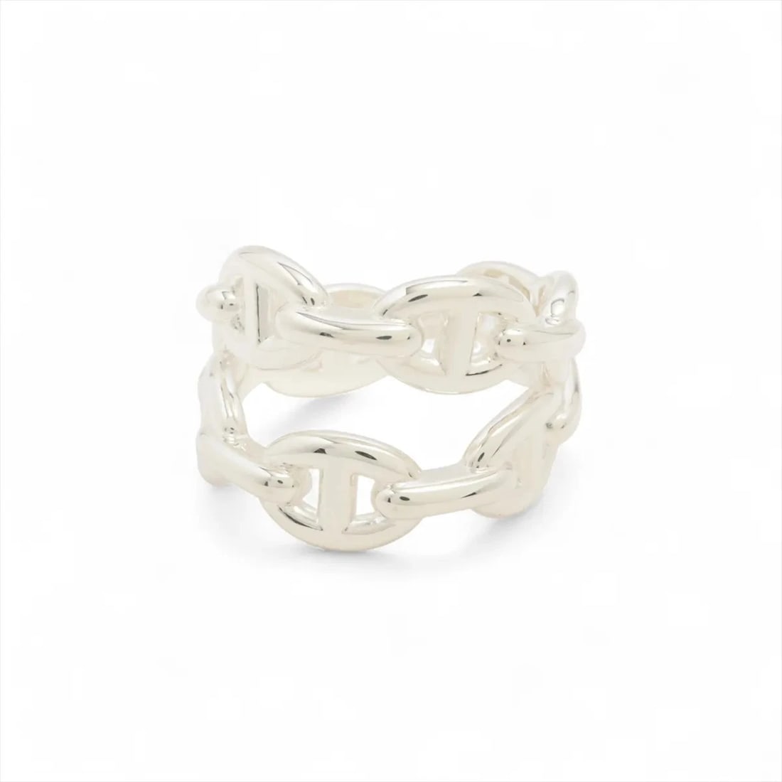 HERMÈS CHAÎNE D'ANCRE ENCHAINEE DOUBLE RING: Hermès Chaîne d'Ancre Enchainee double Ring Brand: Hermès Type: Ring Material: 925 Silver Color: Silver Size: 6.25 - 6.5 US Accessories: None Accessories Notice: When purchasing pre-owned