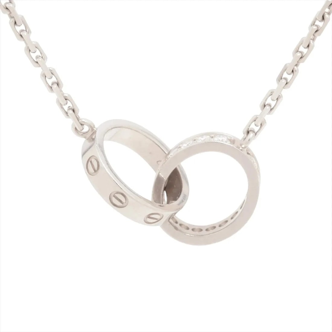 CARTIER BABY LOVE DIAMOND NECKLACE 750(WG): Cartier Baby Love diamond Necklace 750(WG) Brand: Cartier Type: Necklace Material: 750(WG) Color: none Size: Chain length:44.4 Accessories: None Accessories Notice: When purchasing pre-owned