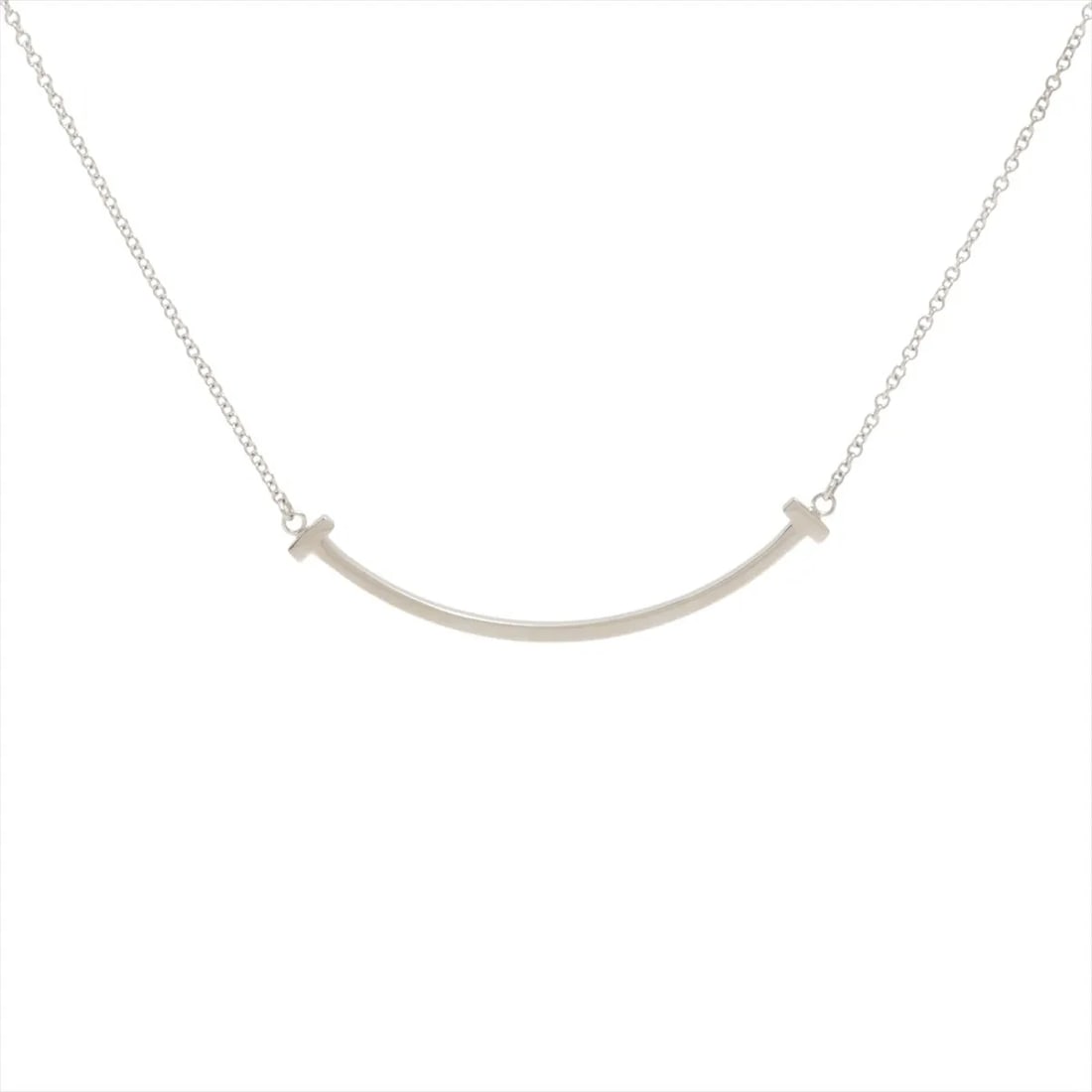 TIFFANY T SMILE SMALL NECKLACE 750(WG): Tiffany T Smile Small Necklace 750(WG) Brand: Tiffany Type: Necklace Material: 750(WG) Color: none Size: Chain length:45.8 Accessories: None Accessories Notice: When purchasing pre-owned