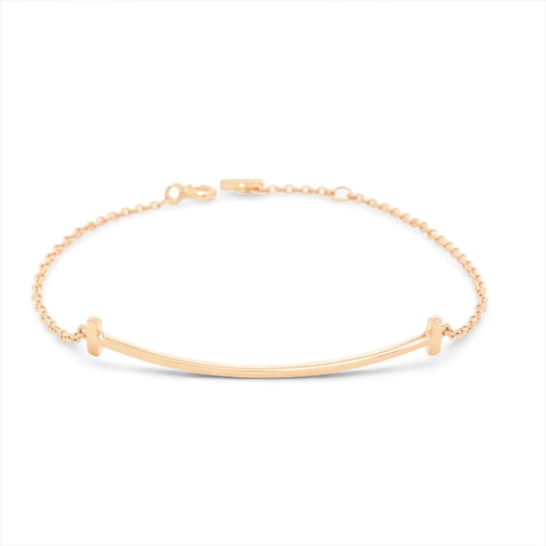 TIFFANY T SMILE BRACELET 750(PG): Tiffany T Smile Bracelet 750(PG) Brand: Tiffany Type: Bracelet Material: 750(PG) Color: none Size: Bracelet length:18.3 Accessories: None Accessories Notice: When purchasing pre-owned goods,