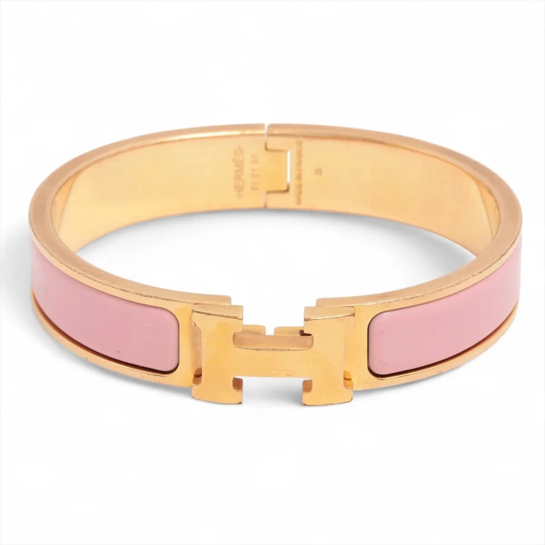 HERMÈS H BANGLE CLIC CLAC PM BRACELET GP×ENAMEL PINK X GOLD: Hermès H Bangle Clic Clac PM Bracelet GP×Enamel pink x gold Brand: Hermès Type: Bracelet Material: GP×Enamel Color: pink x gold Size: Bracelet length:15.5 Accessories: None Accessories Not