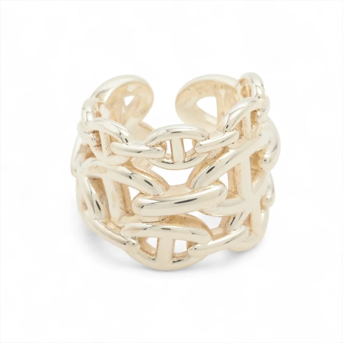 HERMÈS CHAÎNE D'ANCRE ENCHAINEE GM RING 925 SILVER: Hermès Chaîne d'Ancre Enchainee GM Ring 925 Silver Brand: Hermès Type: Ring Material: 925 Silver Color: Silver Size: 6.75 - 7 US Accessories: None Accessories Notice: When purchasing