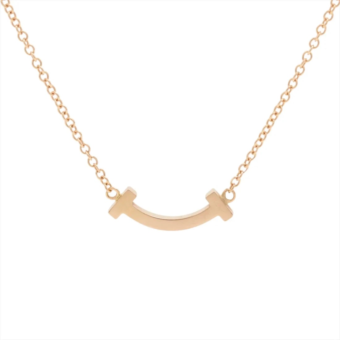 TIFFANY T SMILE MINI NECKLACE 750(PG): Tiffany T Smile Mini Necklace 750(PG) Brand: Tiffany Type: Necklace Material: 750(PG) Color: none Size: Chain length:46.2 Accessories: None Accessories Notice: When purchasing pre-owned