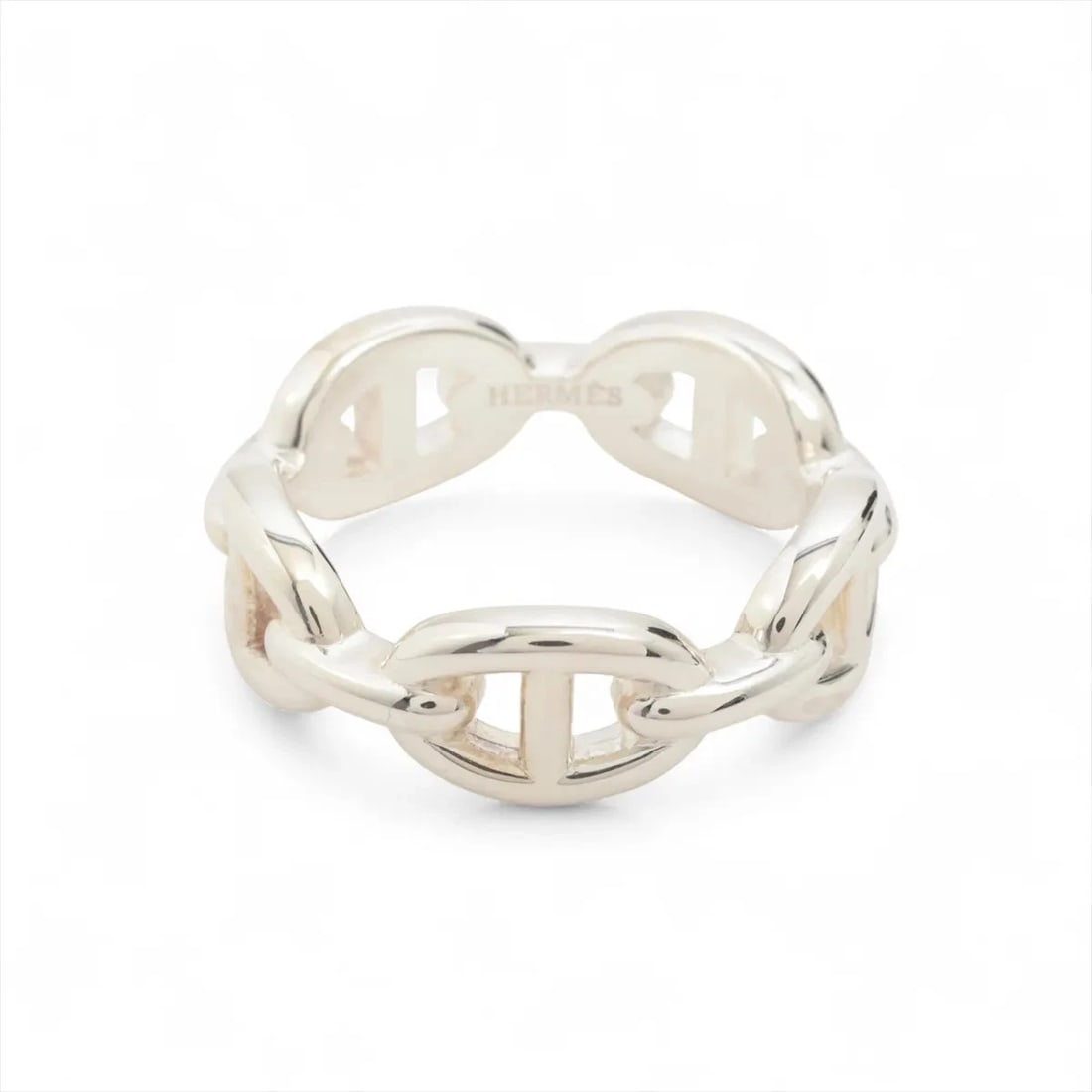 HERMÈS CHAÎNE D'ANCRE ENCHAINEE RING 925 SILVER: Hermès Chaîne d'Ancre Enchainee Ring 925 Silver Brand: Hermès Type: Ring Material: 925 Silver Color: Silver Size: 7.5 US Accessories: None Accessories Notice: When purchasing pre-owned