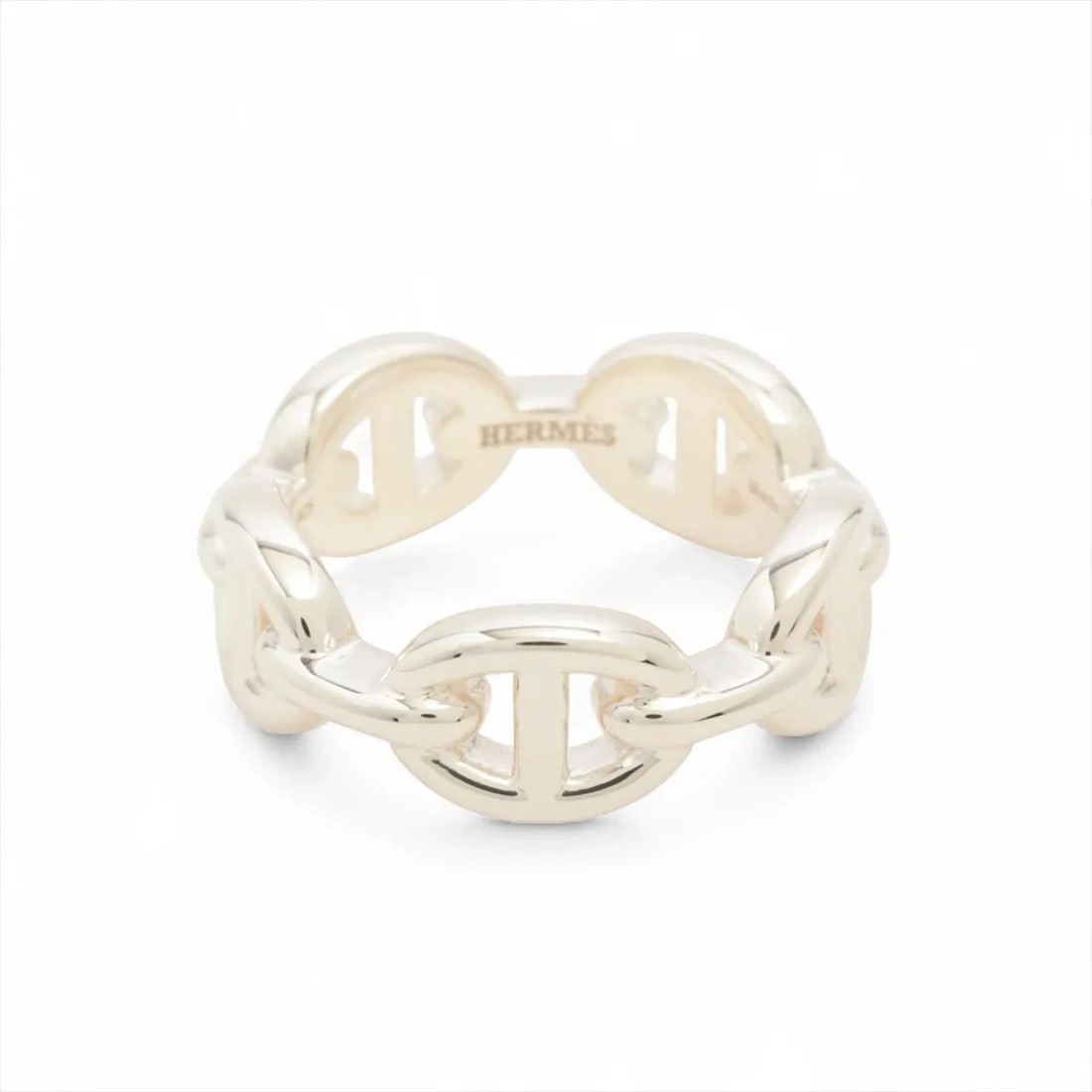 HERMÈS CHAÎNE D'ANCRE ENCHAINEE RING 925 SILVER: Hermès Chaîne d'Ancre Enchainee Ring 925 Silver Brand: Hermès Type: Ring Material: 925 Silver Color: Silver Size: 5.25 US Accessories: None Accessories Notice: When purchasing pre-owned