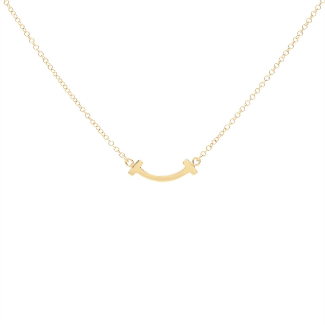 TIFFANY T SMILE MINI NECKLACE 750(YG): Tiffany T Smile Mini Necklace 750(YG) Brand: Tiffany Type: Necklace Material: 750(YG) Color: none Size: Chain length:45.8 Accessories: None Accessories Notice: When purchasing pre-owned