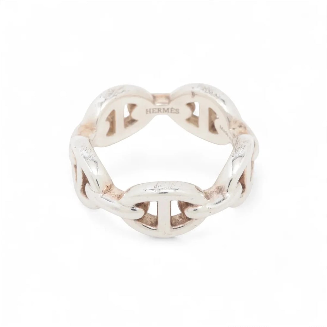 HERMÈS CHAÎNE D'ANCRE ENCHAINEE RING 925 SILVER: Hermès Chaîne d'Ancre Enchainee Ring 925 Silver Brand: Hermès Type: Ring Material: 925 Silver Color: Silver Size: 4.75 - 5 US Accessories: None Accessories Notice: When purchasing
