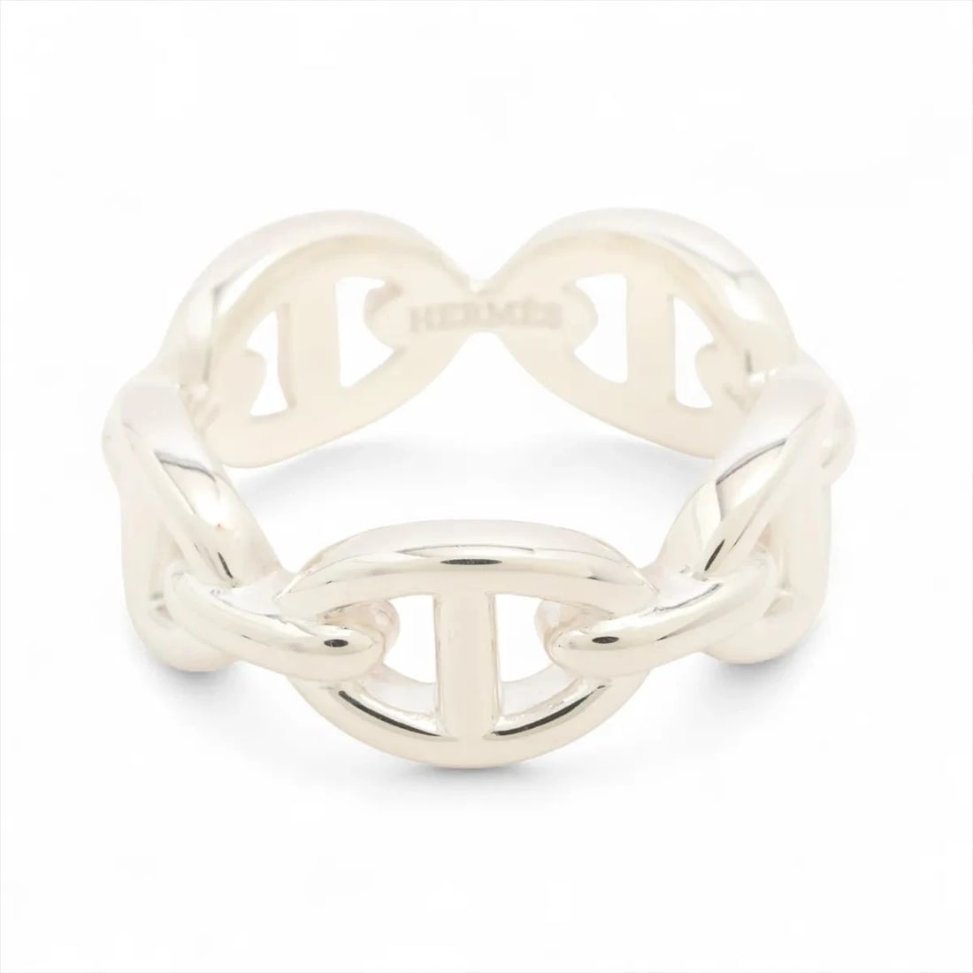 HERMÈS CHAÎNE D'ANCRE ENCHAINEE RING 925 SILVER: Hermès Chaîne d'Ancre Enchainee Ring 925 Silver Brand: Hermès Type: Ring Material: 925 Silver Color: Silver Size: 5.5 - 5.75 US Accessories: None Accessories Notice: When purchasing