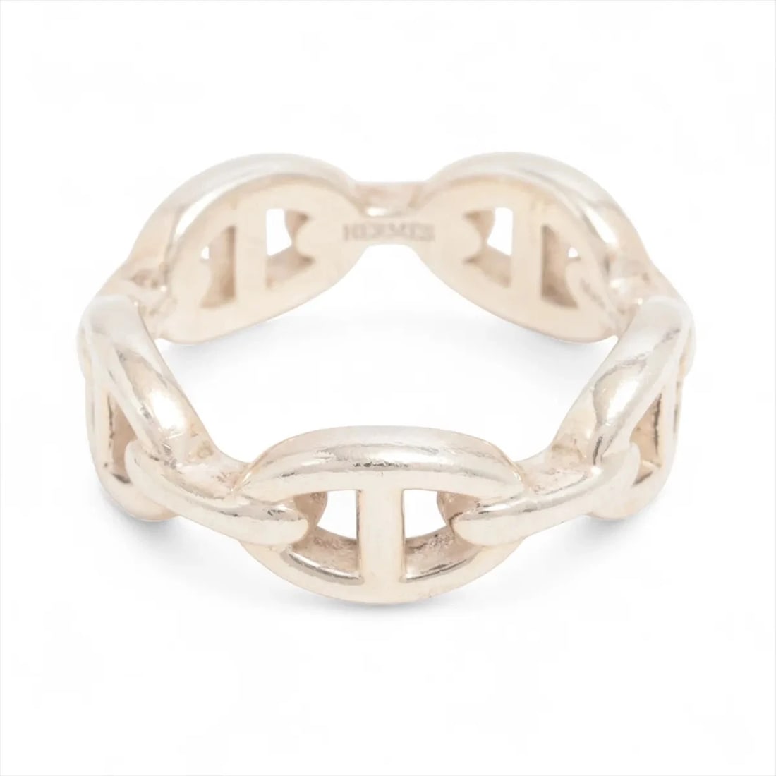 HERMÈS CHAÎNE D'ANCRE ENCHAINEE RING SILVER: Hermès Chaîne d'Ancre Enchainee Ring Silver Brand: Hermès Type: Ring Material: 925 Silver Color: Silver Size: 7.25 US Accessories: None Accessories Notice: When purchasing pre-owned goods,