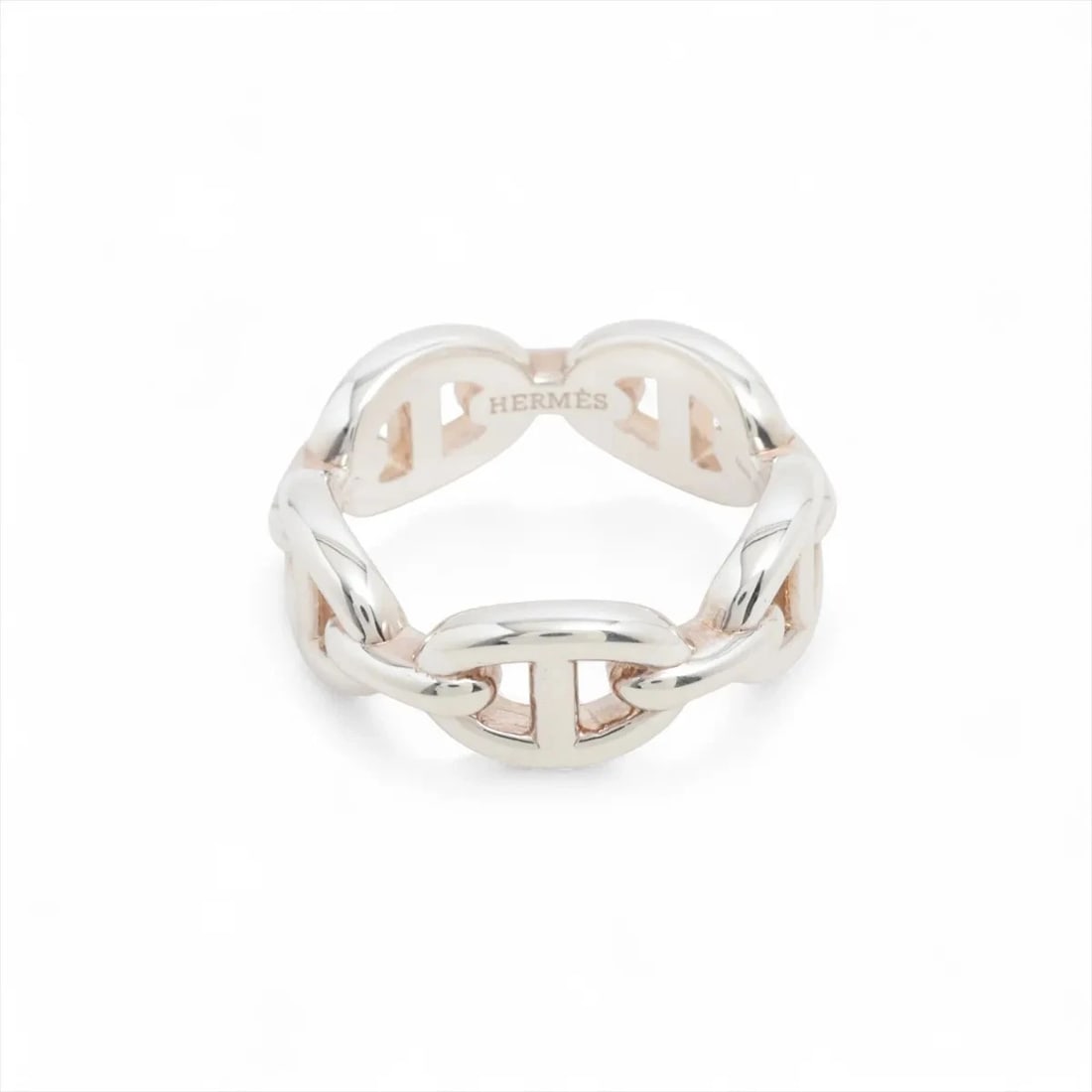 HERMÈS CHAÎNE D'ANCRE ENCHAINEE RING 925 SILVER: Hermès Chaîne d'Ancre Enchainee Ring 925 Silver Brand: Hermès Type: Ring Material: 925 Silver Color: Silver Size: 5.5 - 5.75 US Accessories: None Accessories Notice: When purchasing