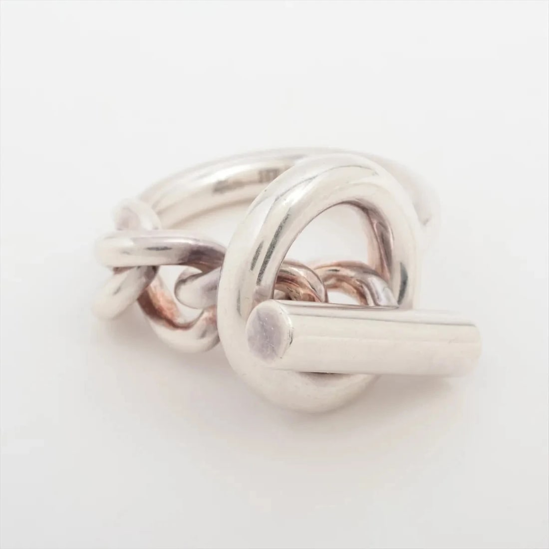 HERMÈS CROISET RING 925 SILVER: Hermès Croiset Ring 925 Silver Brand: Hermès Type: Ring Material: 925 Silver Color: Silver Size: 5.5 - 5.75 US Accessories: None Accessories Notice: When purchasing pre-owned goods, please