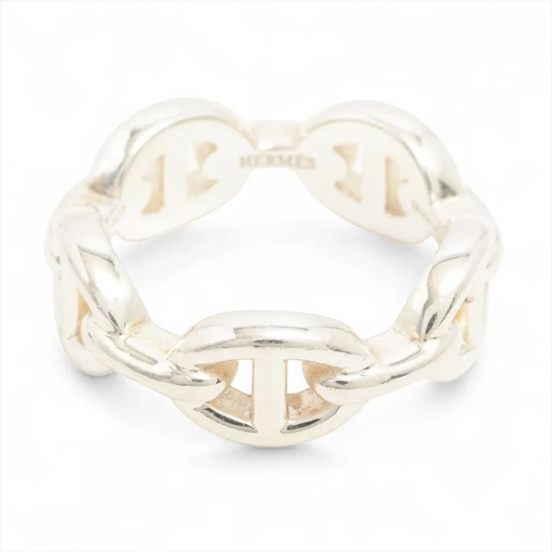 HERMÈS CHAÎNE D'ANCRE ENCHAINEE RING 925 SILVER: Hermès Chaîne d'Ancre Enchainee Ring 925 Silver Brand: Hermès Type: Ring Material: 925 Silver Color: Silver Size: 5.5 - 5.75 US Accessories: None Accessories Notice: When purchasing