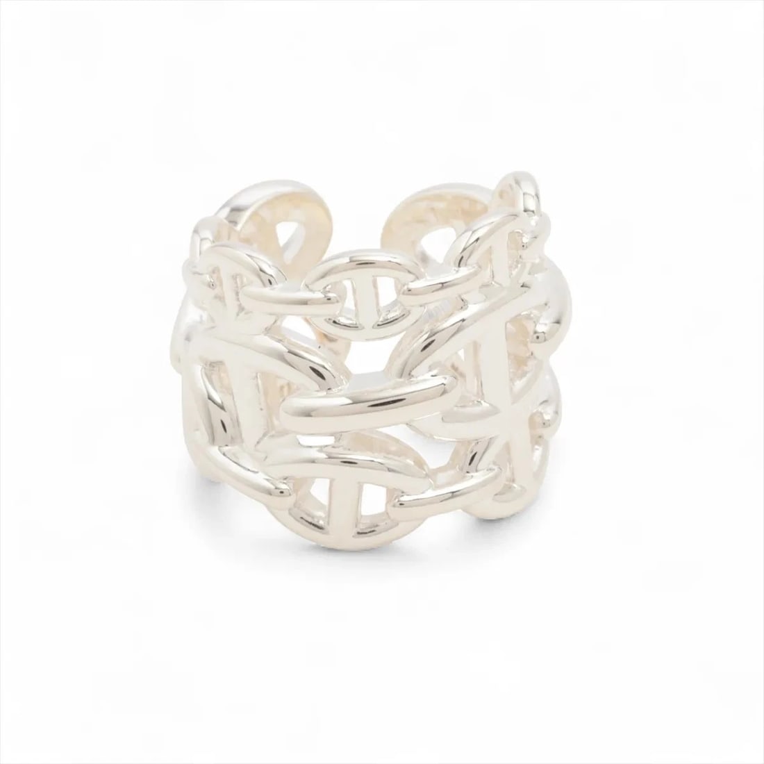 HERMÈS CHAÎNE D'ANCRE ENCHAINEE GM RING 925 SILVER: Hermès Chaîne d'Ancre Enchainee GM Ring 925 Silver Brand: Hermès Type: Ring Material: 925 Silver Color: Silver Size: 6 US Accessories: None Accessories Notice: When purchasing pre-owned