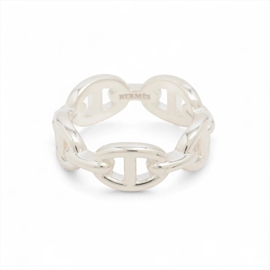 HERMÈS CHAÎNE D'ANCRE ENCHAINEE RING SILVER: Hermès Chaîne d'Ancre Enchainee Ring Silver Brand: Hermès Type: Ring Material: 925 Silver Color: Silver Size: 6.75 - 7 US Accessories: None Accessories Notice: When purchasing pre-owned