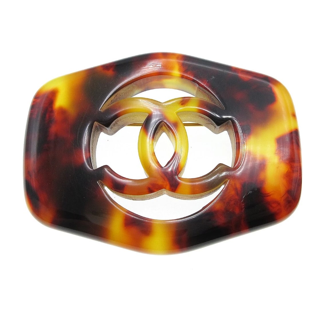 CHANEL BROOCH PIN BROWN ACRYLIC (1 of 4)