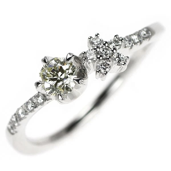 K18WG SAKURA CUT DIAMOND RING: K18WG Sakura Cut Diamond Ring Brand: None Type: ring Material: Metal K18WG Main Stone/Creation Natural Color: None Size: 5.5 - 5.75 US Accessories: None Accessories Notice: When purchasing