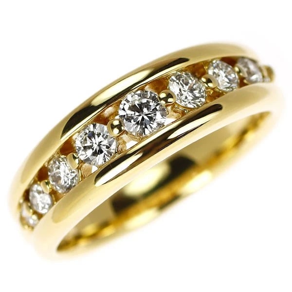 K18YG DIAMOND RING: K18YG diamond ring Brand: None Type: ring Material: Metal K18YG Main Stone/Creation Natural Color: None Size: 5.5 - 5.75 US Accessories: None Accessories Notice: When purchasing pre-owned