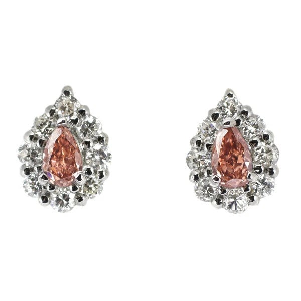 PT900/ PT950 PEAR SHAPE NATURAL PINK DIAMOND EARRINGS: Pt900/ Pt950 Pear Shape Natural Pink Diamond Earrings Brand: None Type: piercing Material: Metal Pt950 Main Stone/Creation Natural Color: None Size: Length/Width/Diameter6.7Width/Thickness5.0 
