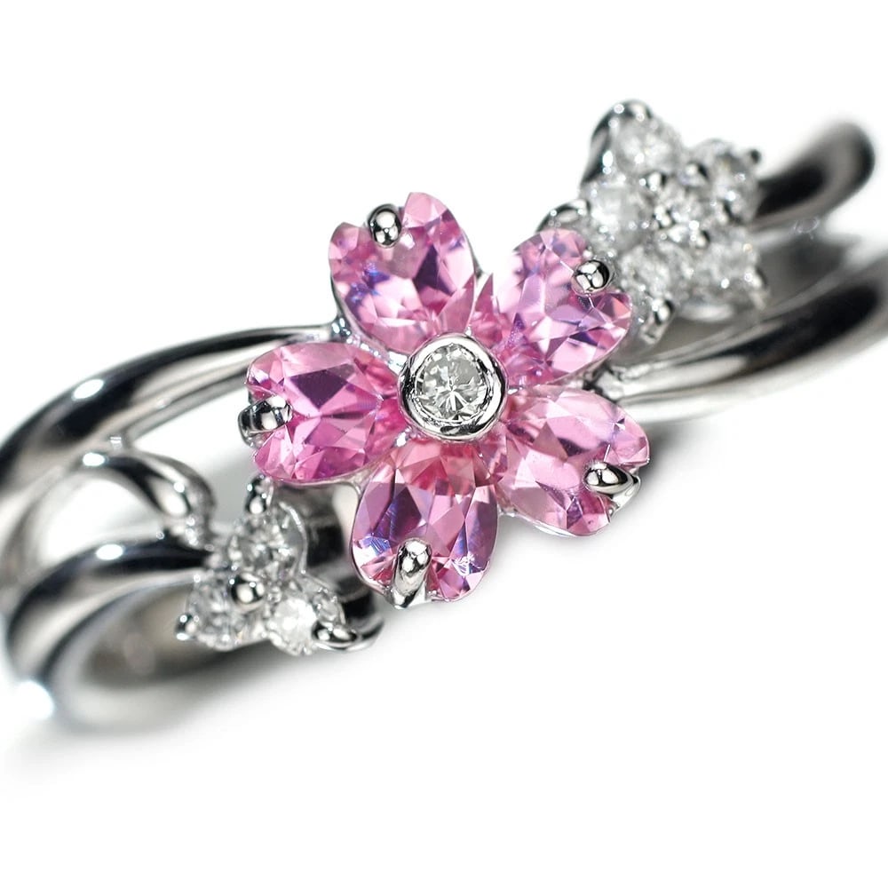 K18WG PINK SAPPHIRE DIAMOND RING: K18WG Pink Sapphire Diamond Ring Brand: None Type: ring Material: Metal K18WG Main Stone/Creation sapphires Color: None Size: 5.5 - 5.75 US Accessories: None Accessories Notice: When