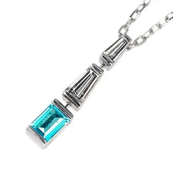 MIKIMOTO K18WG BRAZILIAN PARAIBA TOURMALINE DIAMOND PENDANT NECKLACE: Mikimoto K18WG Brazilian Paraiba Tourmaline Diamond Pendant Necklace Brand: Mikimoto Type: pendant necklace Material: Metal K18WG Main Stone/Creation tourmaline Color: None Size: