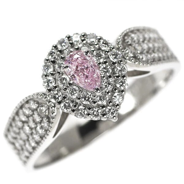 PT950 PEAR SHAPE NATURAL PINK DIAMOND RING (1 of 2)