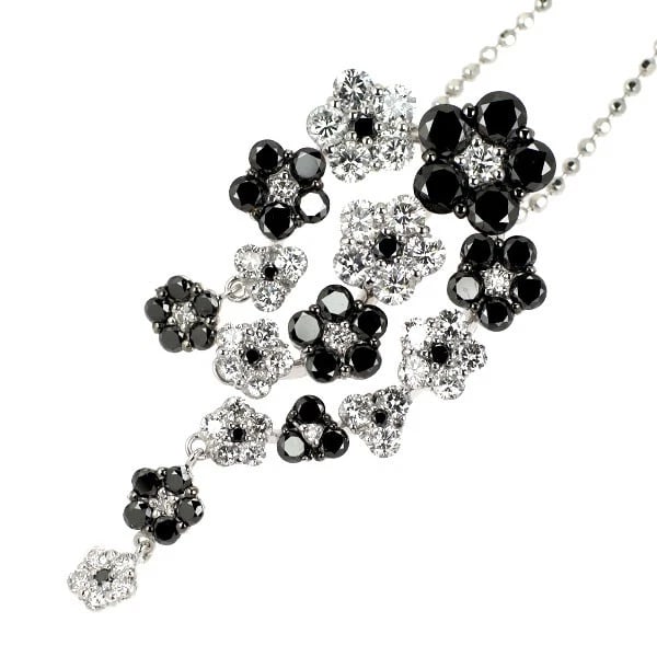 K18WG BLACK/COLORLESS DIAMOND PENDANT NECKLACE: K18WG BLACK/COLORLESS DIAMOND PENDANT NECKLACE Brand: None Type: pendant necklace Material: Metal K18WG Main Stone/Creation Natural Color: None Size: Necklace: Chain Length