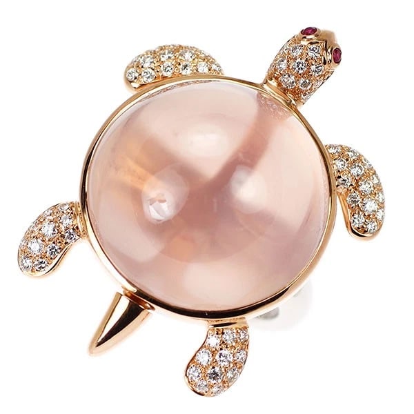 K18WG/PG ROSE QUARTZ RUBY DIAMOND RING (1 of 2)