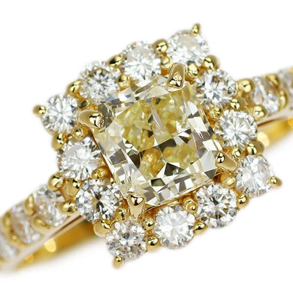 K18YG RADIANT CUT DIAMOND DIAMOND RING: K18YG Radiant Cut Diamond Diamond Ring Brand: None Type: ring Material: Metal K18YG Main Stone/Creation Natural Color: yellow Size: 6 US Accessories: None Accessories Notice: When purchasing