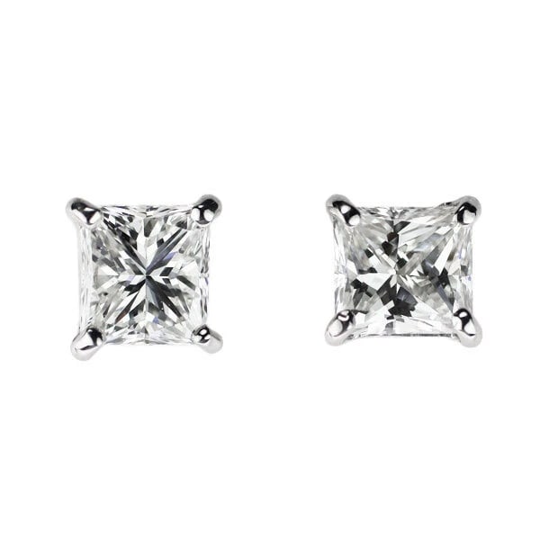 PT900 PRINCESS CUT DIAMOND EARRINGS: Pt900 Princess Cut Diamond Earrings Brand: None Type: piercing Material: Metal Pt900 Main Stone/Creation Natural Color: None Size: Length/Width/Diameter4.4Width/Thickness4.3 Accessories: None