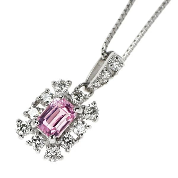 PT950/ PT850 PAPARAZIA SAPPHIRE DIAMOND PENDANT NECKLACE: Pt950/ Pt850 Paparazia Sapphire Diamond Pendant Necklace Brand: None Type: pendant necklace Material: Metal Pt950/ Pt850 Main Stone/Creation Sapphire Color: None Size: Necklace: Chain Length ?45Le