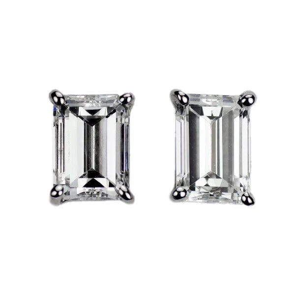 PT900 EMERALD CUT DIAMOND EARRINGS: Pt900 Emerald Cut Diamond Earrings Brand: None Type: piercing Material: Metal Pt900 Main Stone/Creation Natural Color: Platinum Size: Length/Width/Diameter4.9Width/Thickness3.7 Accessories: