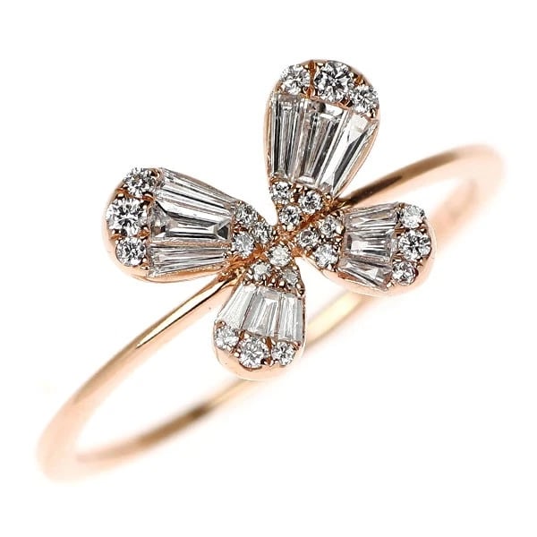 K18PG DIAMOND RING: K18PG Diamond Ring Brand: None Type: ring Material: Metal K18PG Main Stone/Creation Natural Color: pink gold Size: 6.75 - 7 US Accessories: None Accessories Notice: When purchasing pre-owned