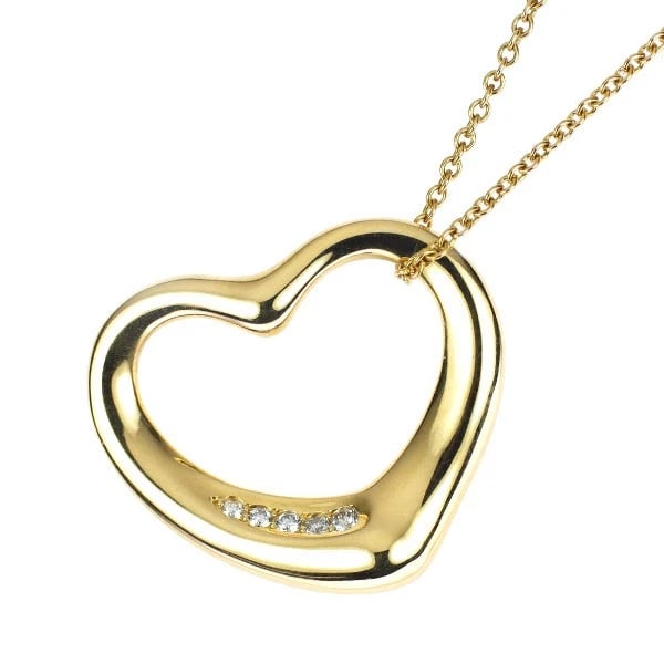 TIFFANY & CO K18YG DIAMOND PENDANT NECKLACE OPEN HEART -: Tiffany & Co K18YG diamond pendant necklace open heart - Brand: Tiffany Type: pendant necklace Material: Metal K18YG Main Stone/Creation Natural Color: Gold Size: Necklace: Chain Length