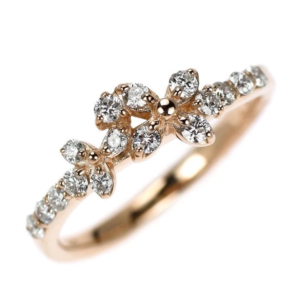 K18PG DIAMOND RING: K18PG diamond ring Brand: None Type: ring Material: Metal K18PG Main Stone/Creation Natural Color: pink gold Size: 5.5 - 5.75 US Accessories: None Accessories Notice: When purchasing pre-o