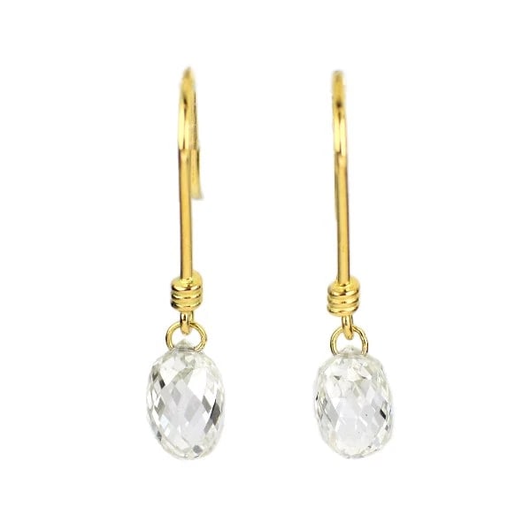 K18YG STRING HOLE BRIOLETTE CUT DIAMOND EARRINGS: K18YG String Hole Briolette Cut Diamond Earrings Brand: None Type: piercing Material: Metal K18YG Main Stone/Creation Natural Color: None Size: Length/Width/Diameter16.2Width/Thickness3.4 