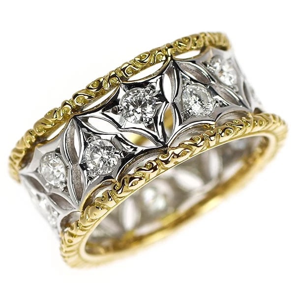 K18YG/WG DIAMOND RING: K18YG/WG diamond ring Brand: None Type: ring Material: Metal K18YG/WG Main Stone/Creation Natural Color: None Size: 5.25 US Accessories: None Accessories Notice: When purchasing pre-owned