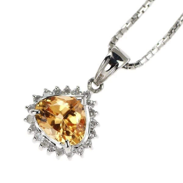 PT900/PT850 IMPERIAL TOPAZ DIAMOND PENDANT NECKLACE: Pt900/Pt850 Imperial Topaz Diamond Pendant Necklace Brand: None Type: pendant necklace Material: Metal Pt850 Main Stone/Creation Topaz Color: None Size: Necklace: Chain Length