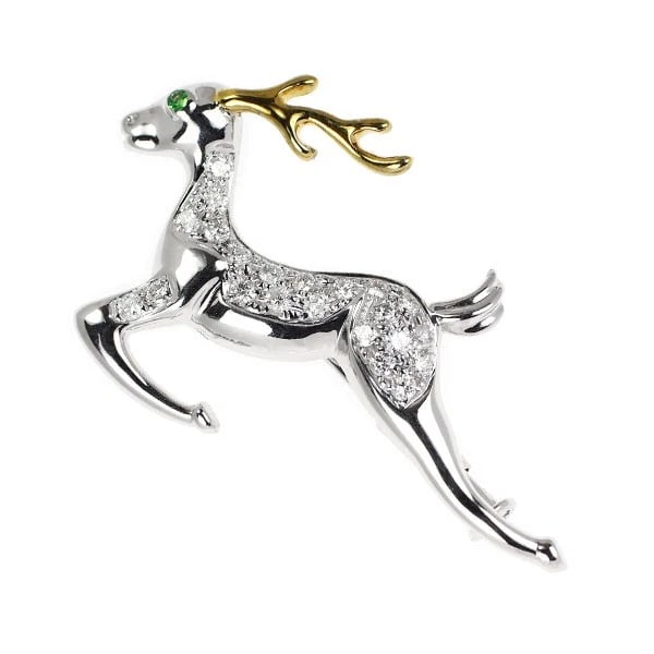 K18YG/WG GREEN GARNET DIAMOND BROOCH: K18YG/WG green garnet diamond brooch Brand: None Type: brooch Material: Metal K18YG/WG Main Stone/Creation garnet Color: None Size: Length/Width/Diameter20.4Width/Thickness33.7 Accessories: