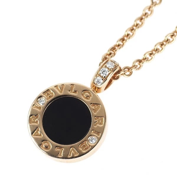 BVLGARI K18PG ONYX/SHELL DIAMOND PENDANT NECKLACE: Bvlgari K18PG Onyx/Shell Diamond Pendant Necklace Brand: Bvlgari Type: pendant necklace Material: Metal K18PG Color: pink gold Size: Necklace: Chain Length 46Length/Width/Diameter 19.2