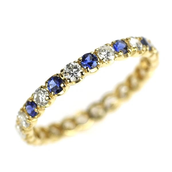 K18YG SAPPHIRE DIAMOND RING: K18YG sapphire diamond ring Brand: None Type: ring Material: Metal K18YG Main Stone/Creation sapphire Color: None Size: 7.25 US Accessories: None Accessories Notice: When purchasing pre-owned