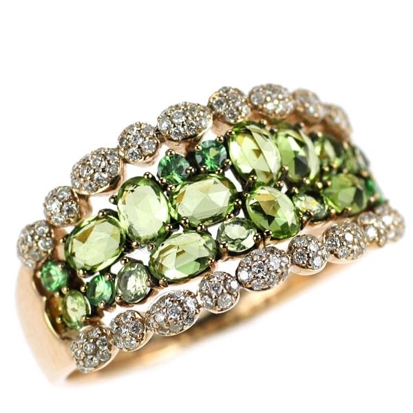 BLACK COATING/ K18PG ROSE CUT PERIDOT GREEN GARNET DIAMOND RING: Black Coating/ K18PG Rose Cut Peridot Green Garnet Diamond Ring Brand: None Type: ring Material: Metal K18PG Main Stone/Creation peridot Color: None Size: 8.25 - 8.5 US Accessories: None