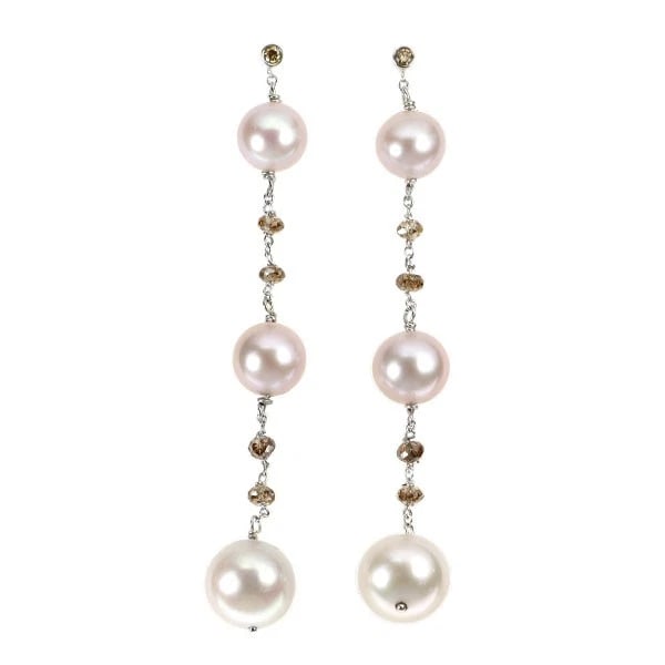 PONTEVECCHIO K18WG FRESHWATER PEARL DIAMOND EARRINGS: Pontevecchio K18WG freshwater pearl diamond earrings Brand: Pontevecchio Type: piercing Material: Metal K18WG Main Stone/Creation pearl/pearl Color: None Size: