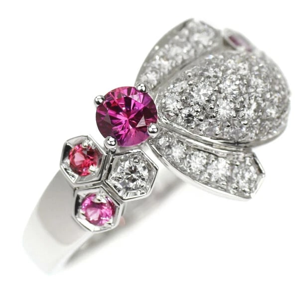 CHAUMET K18WG PINK SAPPHIRE DIAMOND RING: Chaumet K18WG pink sapphire diamond ring Brand: Chaumet Type: ring Material: Metal K18WG Main Stone/Creation sapphires Color: None Size: 5.5 - 5.75 US Accessories: None Accessories Notice: