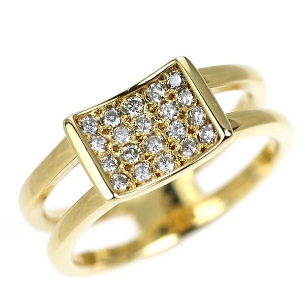 K18YG DIAMOND RING: K18YG diamond ring Brand: None Type: ring Material: Metal K18YG Main Stone/Creation Natural Color: Gold Size: 5.5 - 5.75 US Accessories: None Accessories Notice: When purchasing pre-owned
