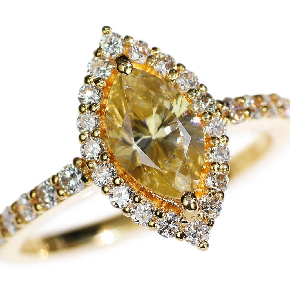 K18YG CATHETERITE DIAMOND RING (1 of 2)