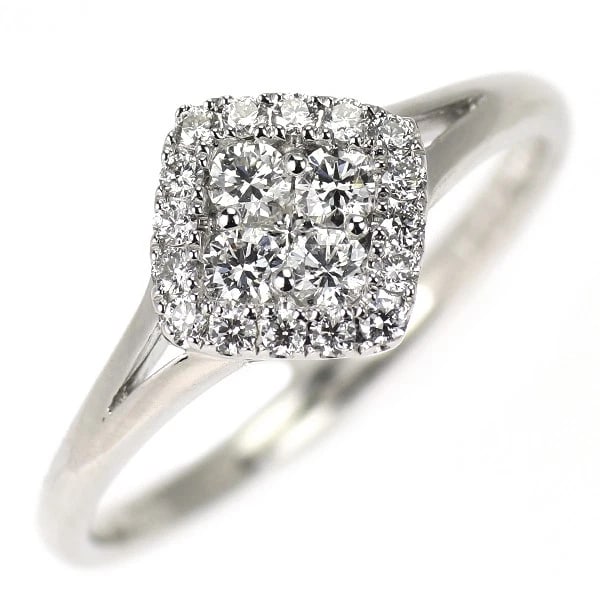 K18WG DIAMOND RING: K18WG diamond ring Brand: None Type: ring Material: Metal K18WG Main Stone/Creation Natural Color: None Size: 5.5 - 5.75 US Accessories: None Accessories Notice: When purchasing pre-owned